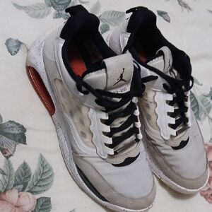 Jordan White and Black Sneakers with Red Accents